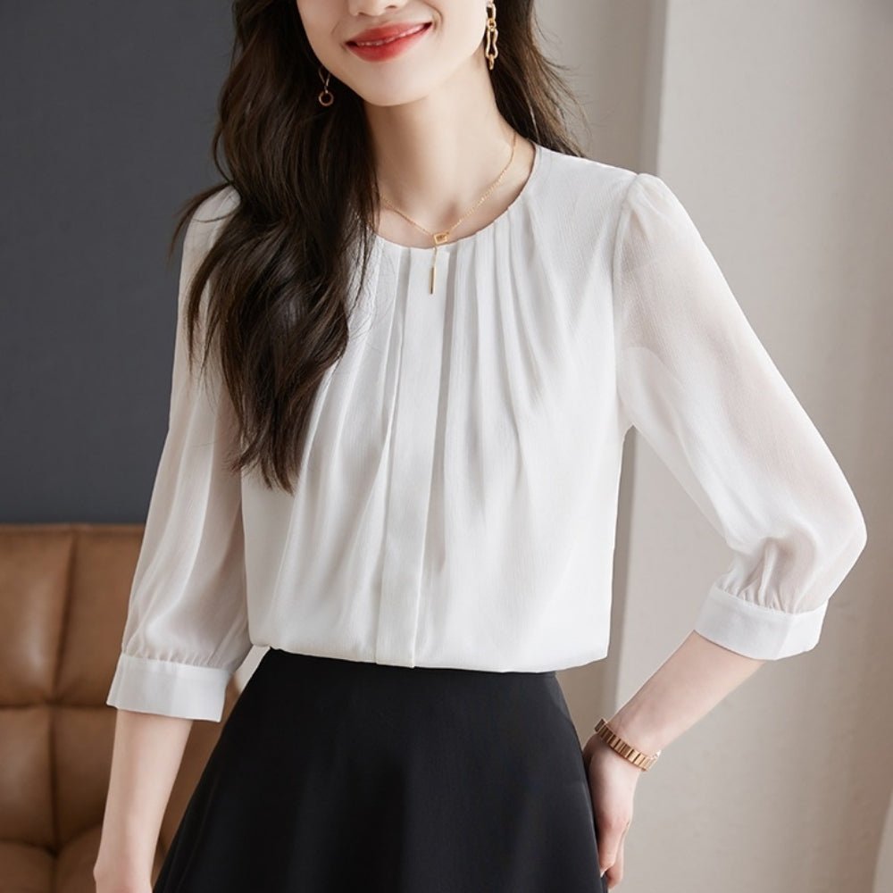 タック入り七分袖ブラウス|オフィスカジュアル レディース 通販【ミレジェネ】