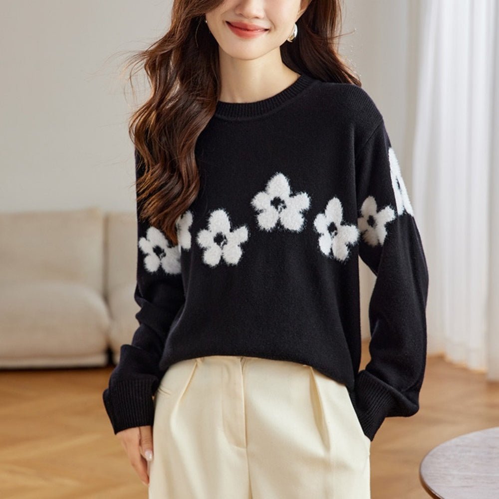 花柄配色ニット|オフィスカジュアル レディース 通販【ミレジェネ】