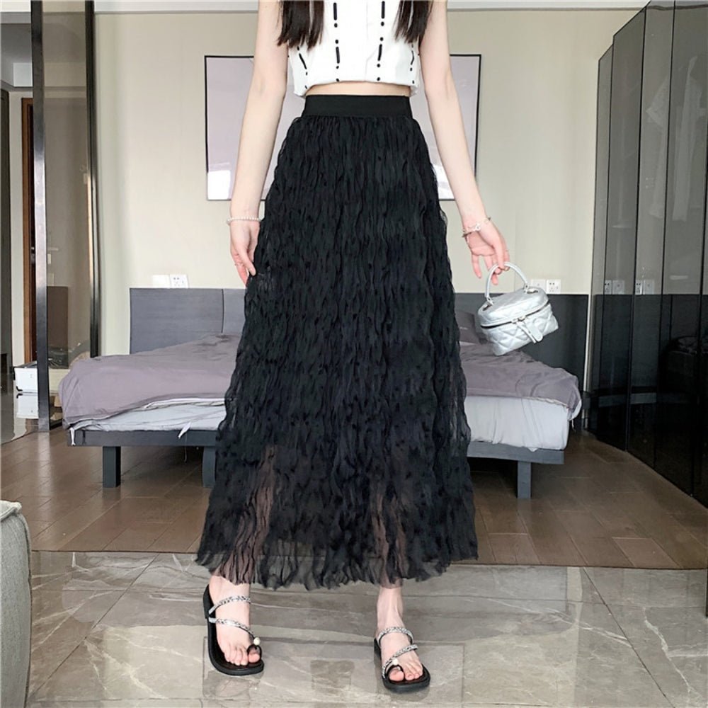 ウェーブプリーツシフォンマキシスカート|オフィスカジュアル レディース 通販【ミレジェネ】