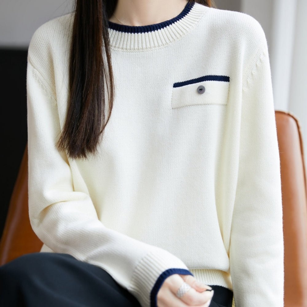 アクセント胸元デザインニット|オフィスカジュアル レディース 通販【ミレジェネ】