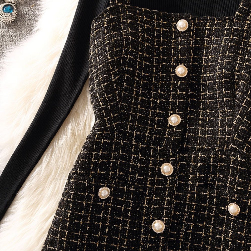 パールボタンツイードジャンパースカート|オフィスカジュアル レディース 通販【ミレジェネ】