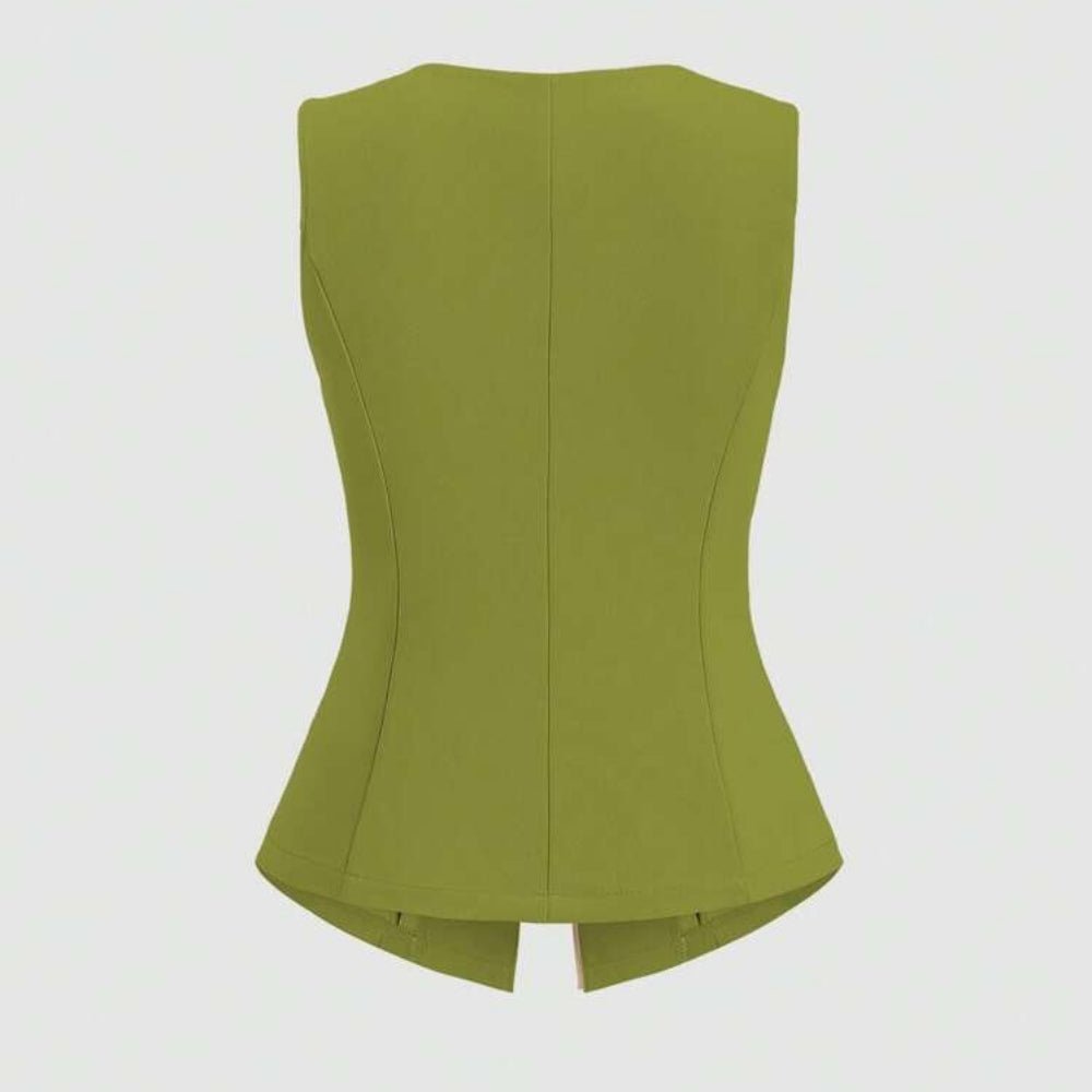 ゴールドボタンラウンドネックベスト|オフィスカジュアル レディース 通販【ミレジェネ】