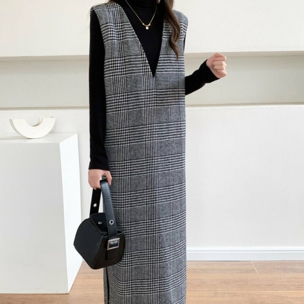 チェック柄ロングジャンパースカート|オフィスカジュアル レディース 通販【ミレジェネ】