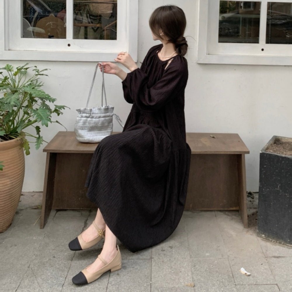 プリーツ加工長袖ワンピース|オフィスカジュアル レディース 通販【ミレジェネ】