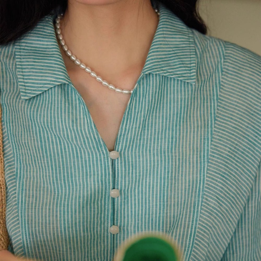 フレンチストライプゆったりコットンシャツ|オフィスカジュアル レディース 通販【ミレジェネ】