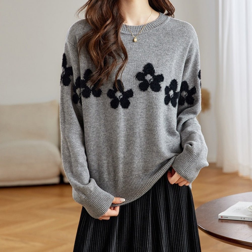 花柄配色ニット|オフィスカジュアル レディース 通販【ミレジェネ】