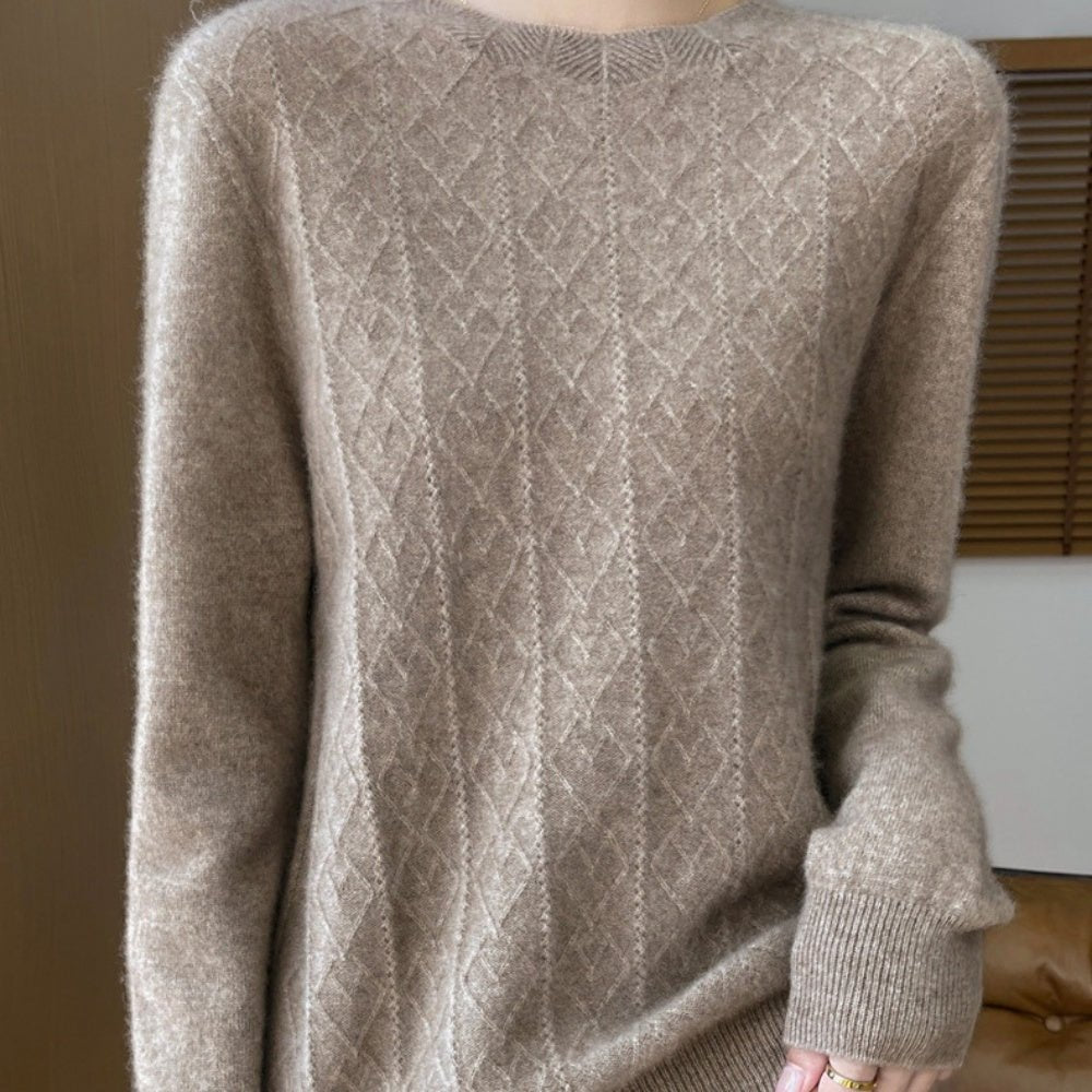 ラウンドネックダイヤ模様ニット|オフィスカジュアル レディース 通販【ミレジェネ】