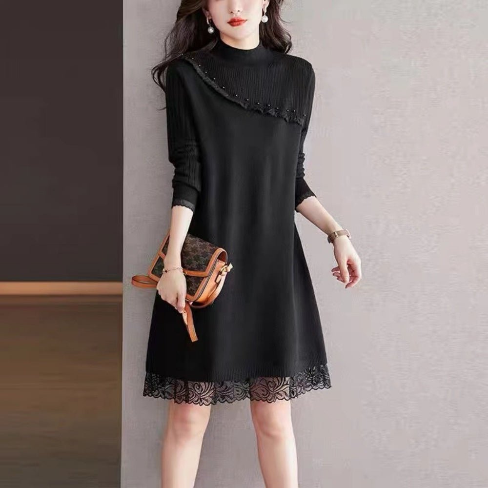 パール付きニットワンピース|オフィスカジュアル レディース 通販【ミレジェネ】