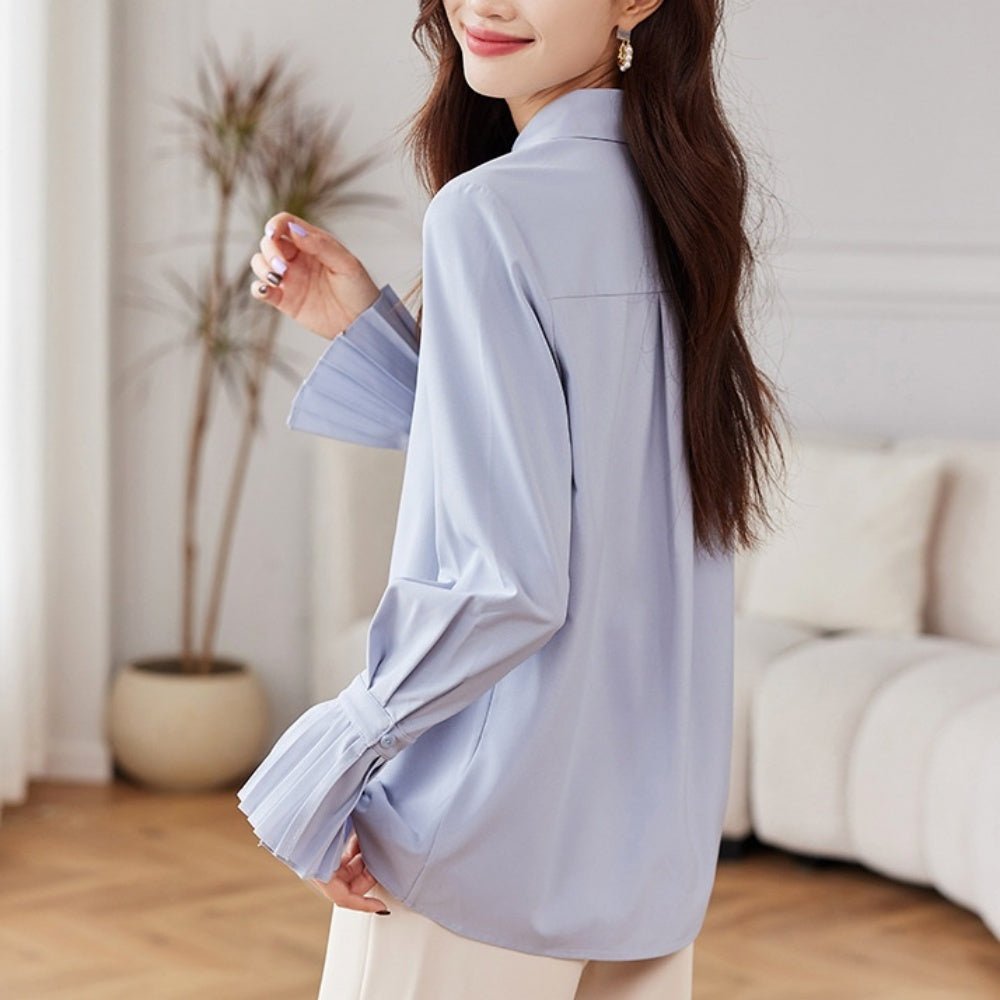 袖フレアリボンブラウス|オフィスカジュアル レディース 通販【ミレジェネ】