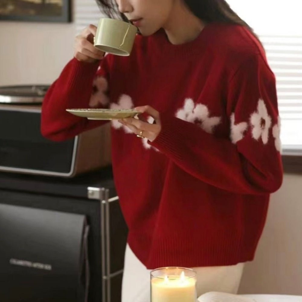 花柄配色ニット|オフィスカジュアル レディース 通販【ミレジェネ】