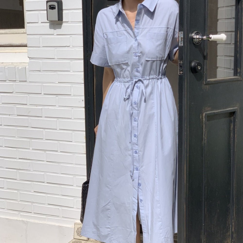 襟付き前ボタン半袖シャツワンピース|オフィスカジュアル レディース 通販 Millennial Generation【ミレジェネ】