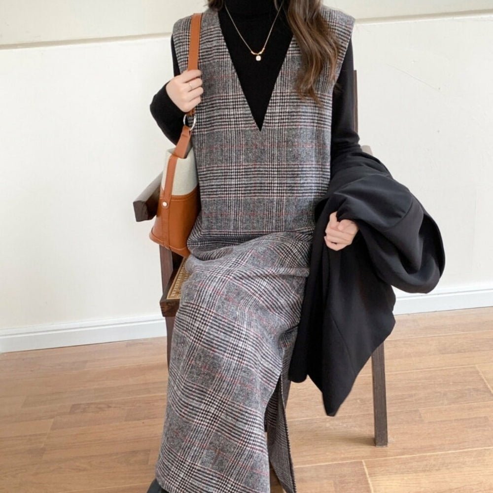 チェック柄ロングジャンパースカート|オフィスカジュアル レディース 通販【ミレジェネ】