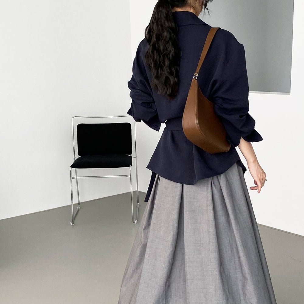 ウエスト共地ベルト付シャツブラウス|オフィスカジュアル レディース 通販【ミレジェネ】