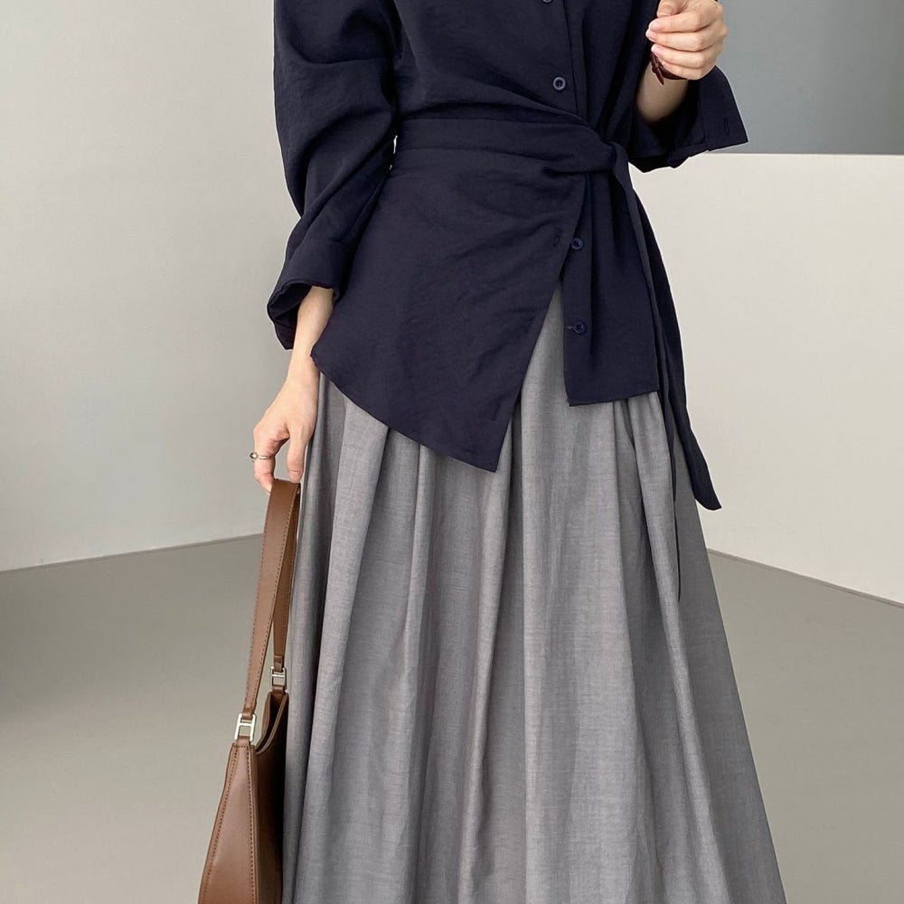 ウエスト共地ベルト付シャツブラウス|オフィスカジュアル レディース 通販【ミレジェネ】