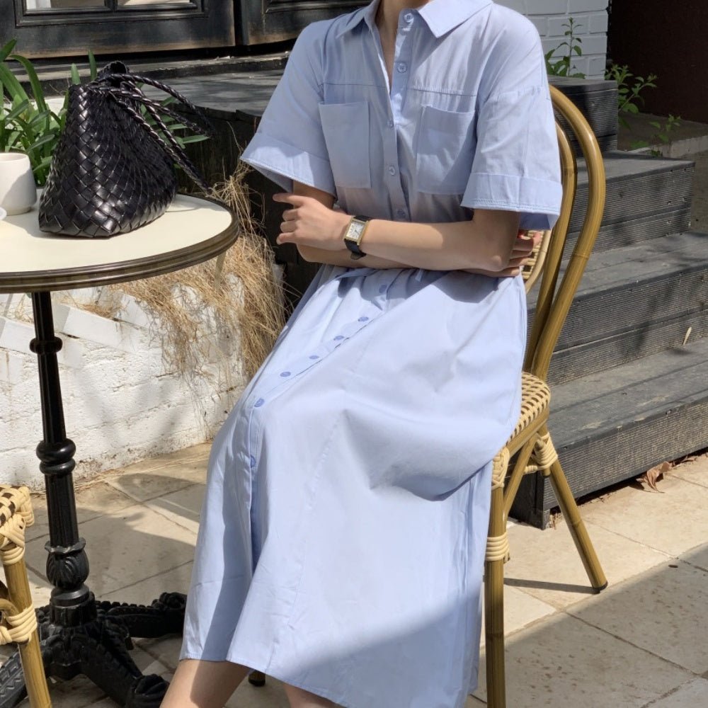襟付き前ボタン半袖シャツワンピース|オフィスカジュアル レディース 通販 Millennial Generation【ミレジェネ】