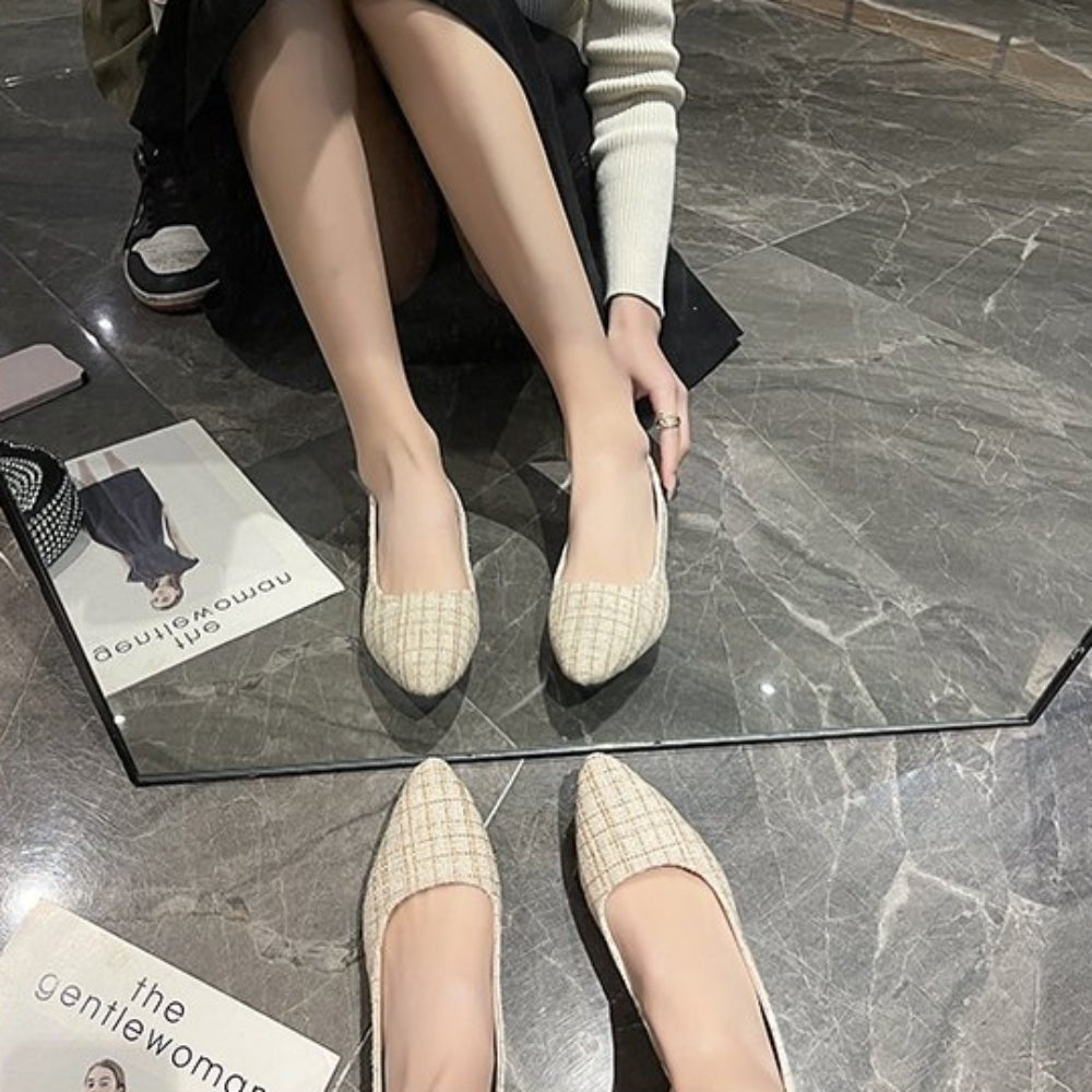 シンプルツイードフラットパンプス|オフィスカジュアル レディース 通販【ミレジェネ】