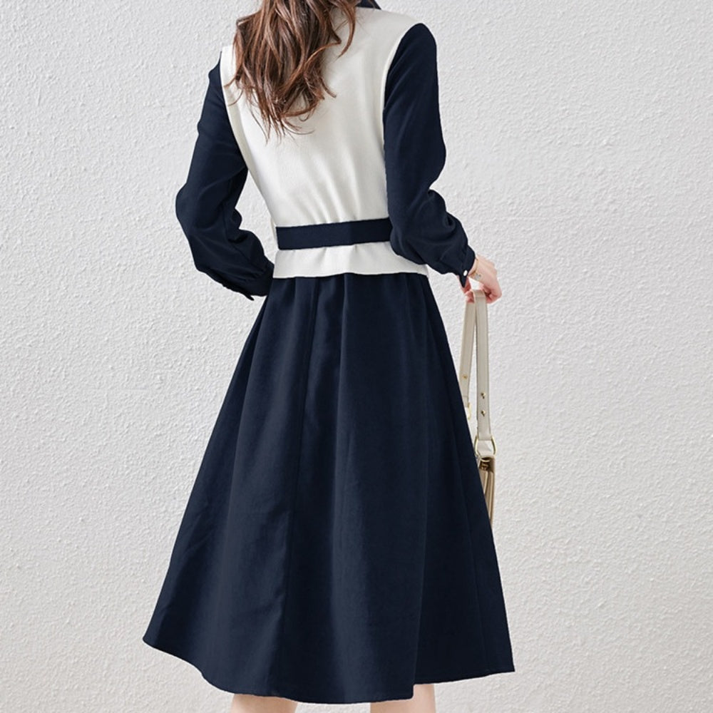 ベスト風異素材切り替えシャツワンピース|オフィスカジュアル レディース 通販 Millennial Generation【ミレジェネ】