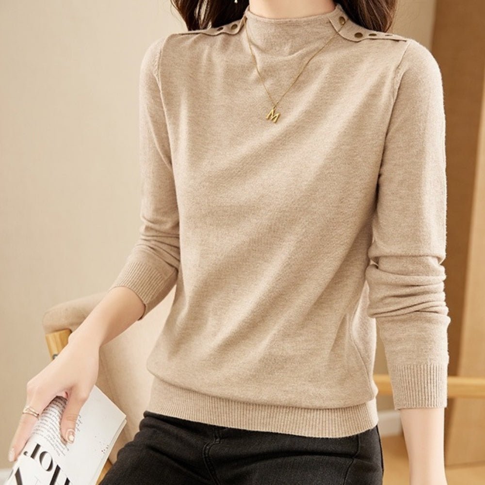 金ボタン付ハイネックセーター|オフィスカジュアル レディース 通販【ミレジェネ】