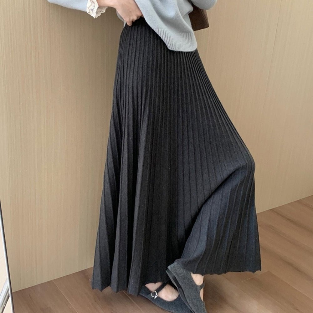 プリーツニットマキシスカート|オフィスカジュアル レディース 通販【ミレジェネ】