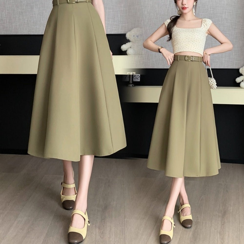 ミドル丈ハイウエストスカート|オフィスカジュアル レディース 通販【ミレジェネ】