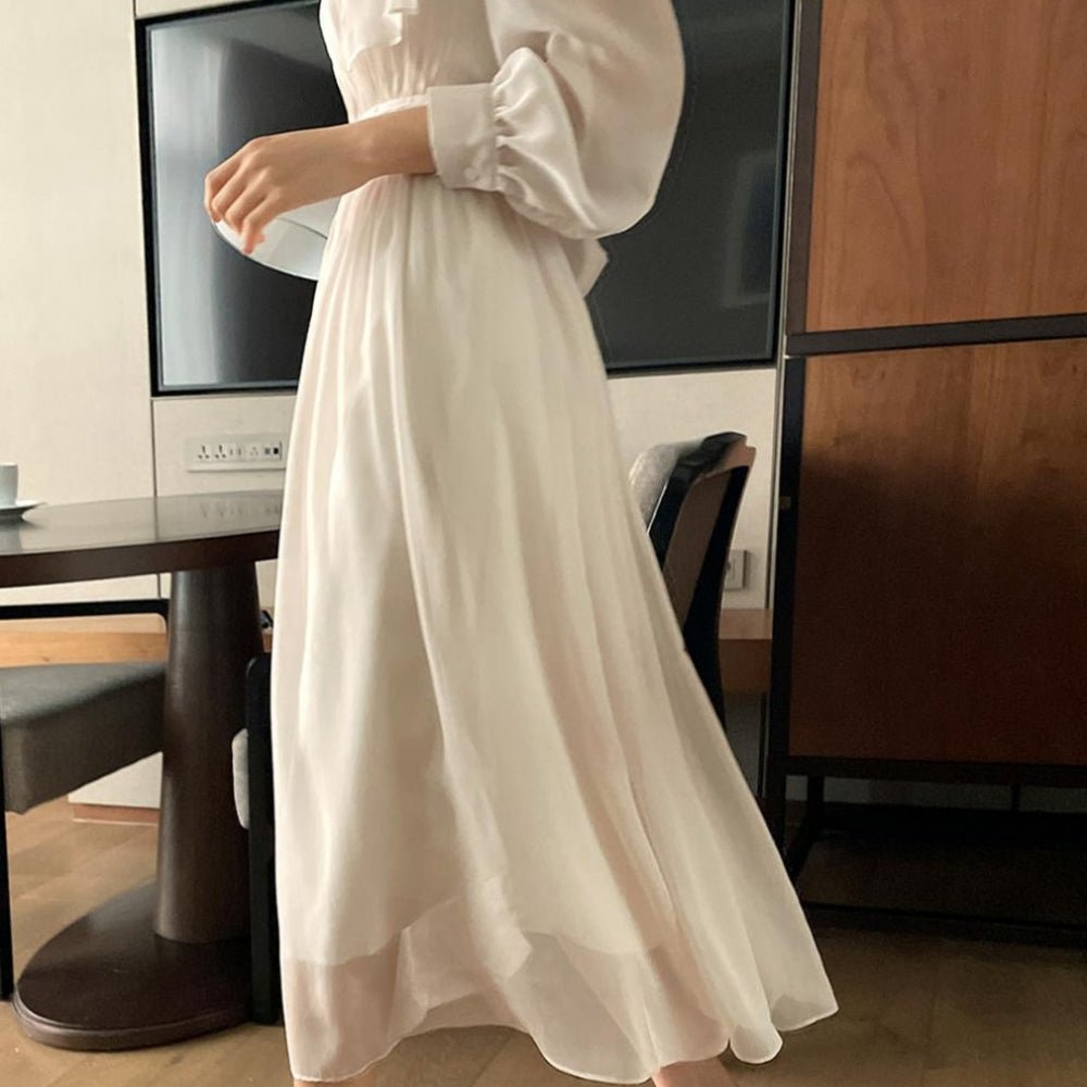 ボウタイネックシフォンフレアワンピース|オフィスカジュアル レディース 通販【ミレジェネ】