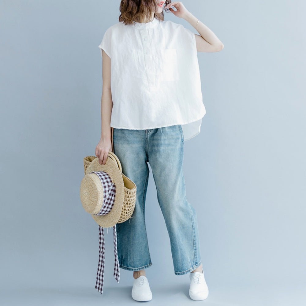 リネン地前ボタンゆったりカットソー|オフィスカジュアル レディース 通販 Millennial Generation【ミレジェネ】