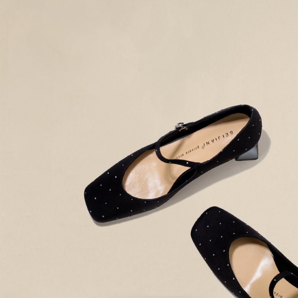 ラメドットスクエアトゥストラップパンプス|オフィスカジュアル レディース 通販【ミレジェネ】