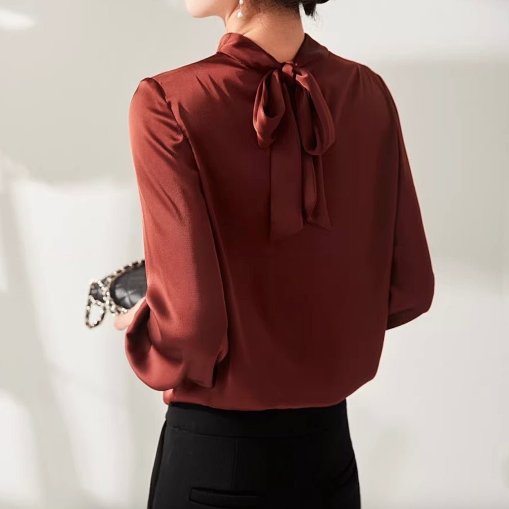 ハイネックサテンブラウス|オフィスカジュアル レディース 通販【ミレジェネ】