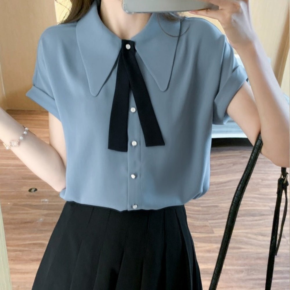 ビッグカラーボウタイブラウス|オフィスカジュアル レディース 通販【ミレジェネ】