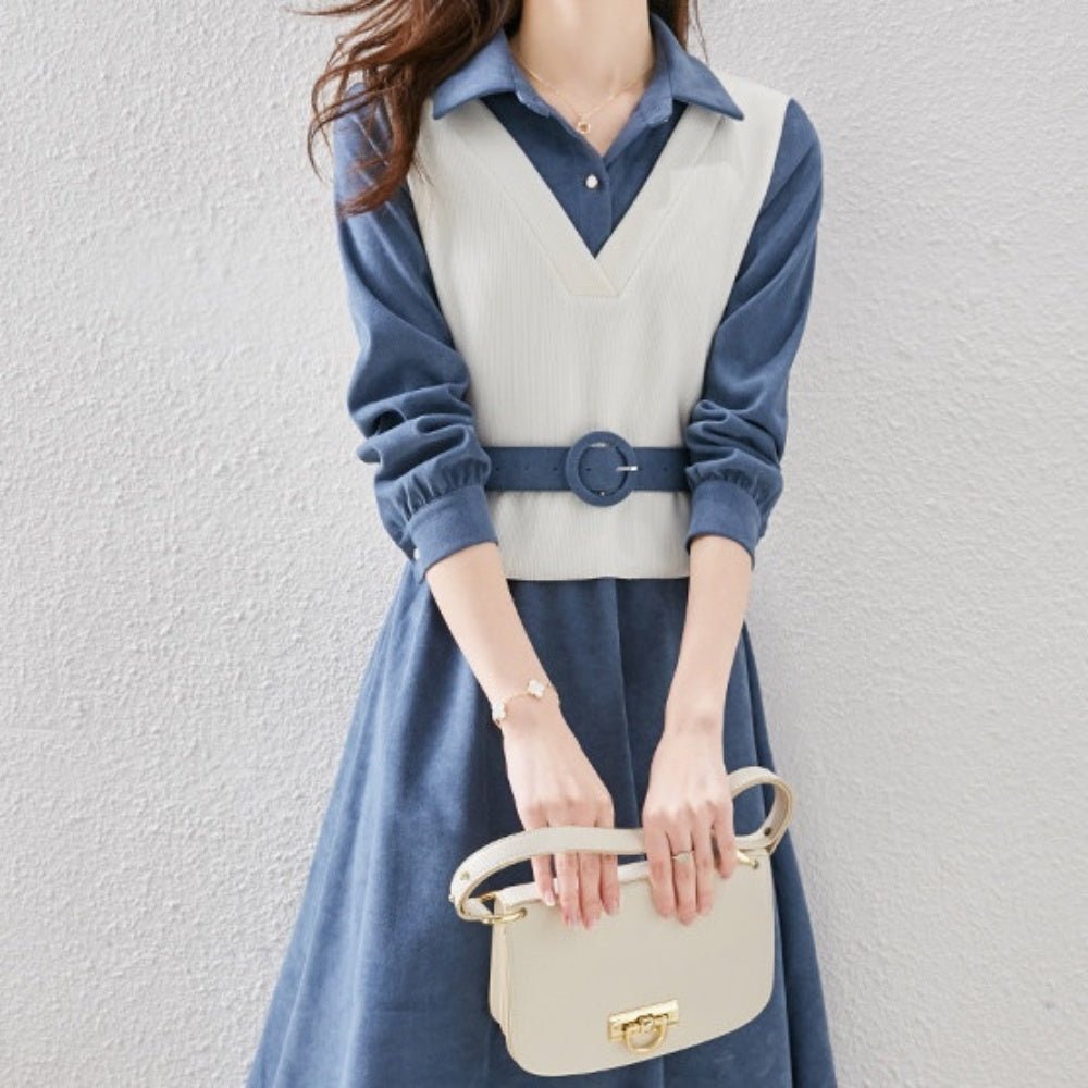 <即納>フェイクレイヤードシャツワンピース|オフィスカジュアル レディース 通販 Millennial Generation【ミレジェネ】