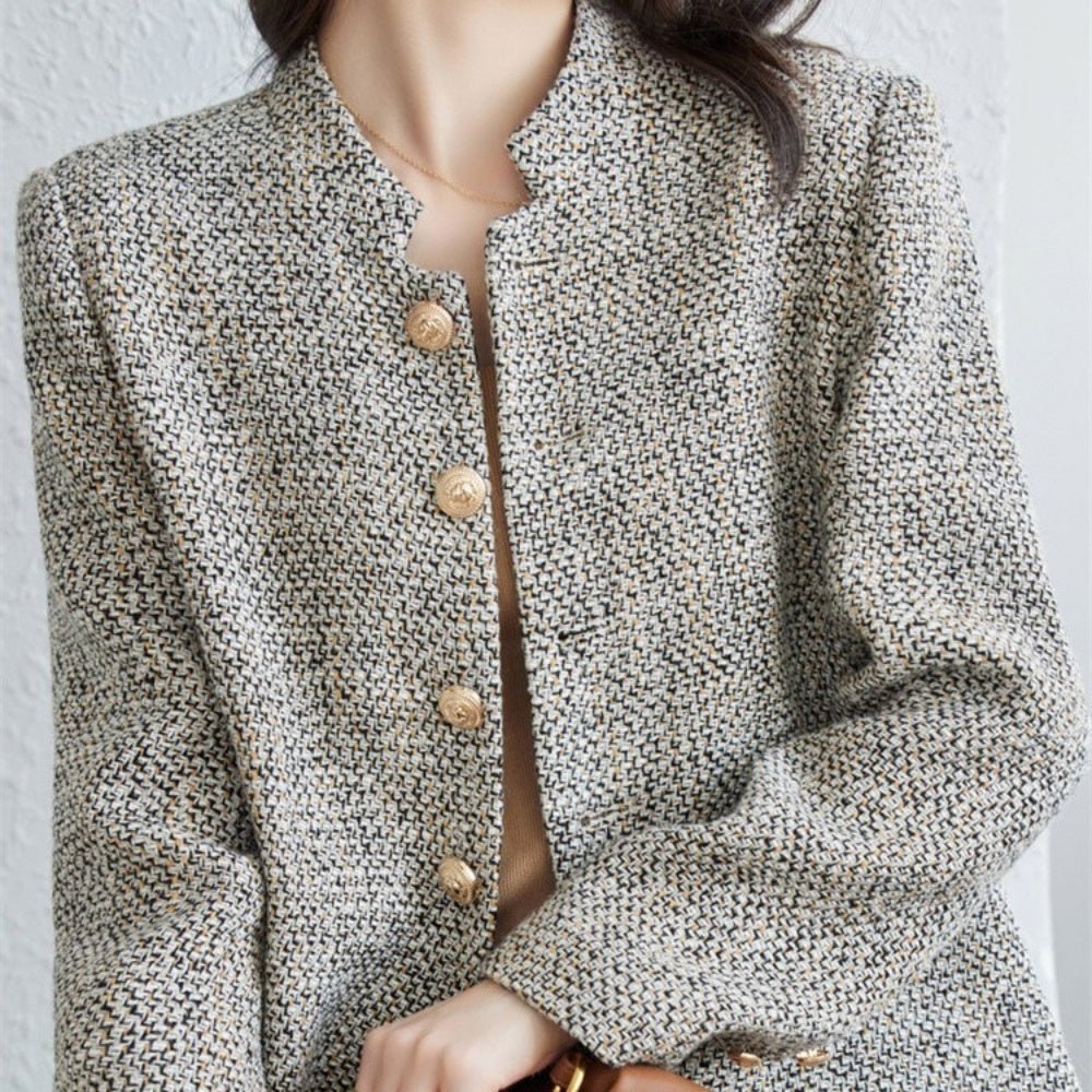 ゴールドボタンツイードジャケット|オフィスカジュアル レディース 通販 Millennial Generation【ミレジェネ】