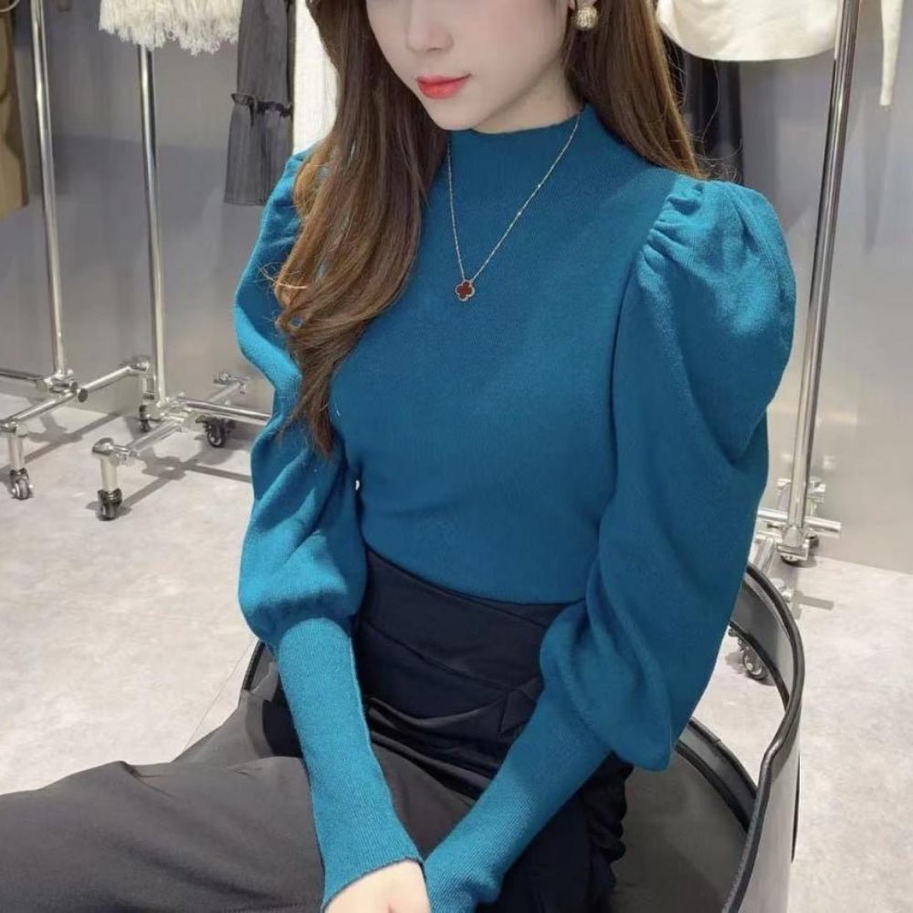 ショルダーパフハイネックニット|オフィスカジュアル レディース 通販 Millennial Generation【ミレジェネ】