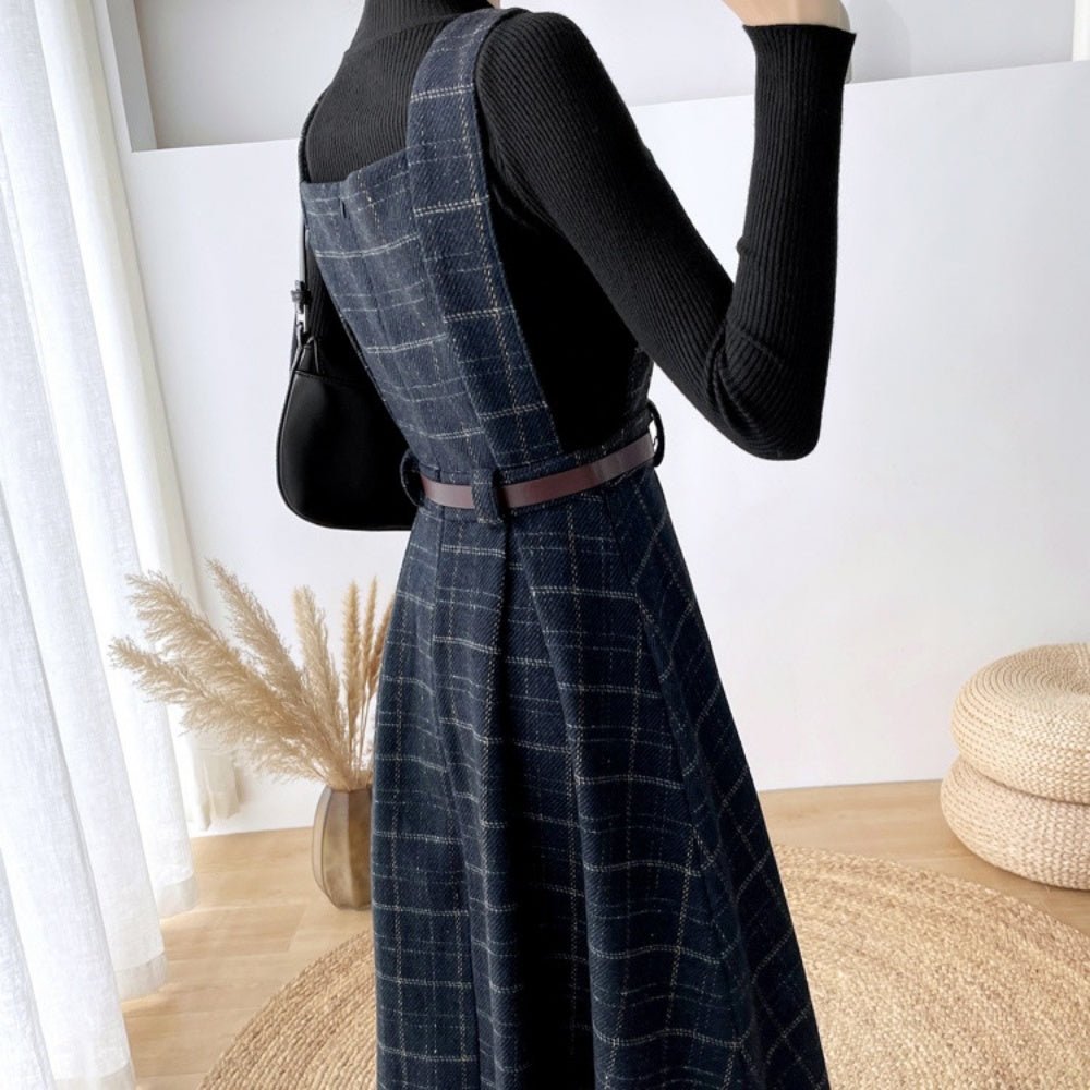 ベルト付きチェックジャンパースカート|オフィスカジュアル レディース 通販【ミレジェネ】