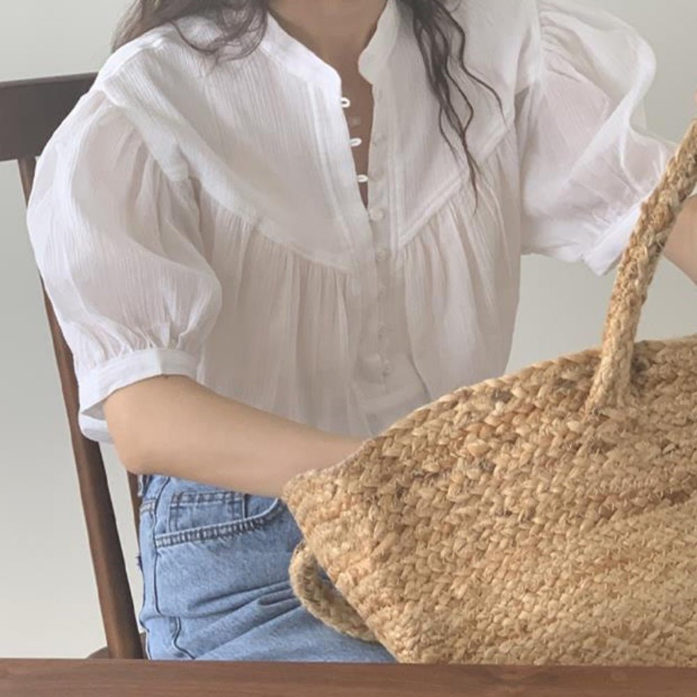 前ボタン半袖シフォンブラウス|オフィスカジュアル レディース 通販 Millennial Generation【ミレジェネ】