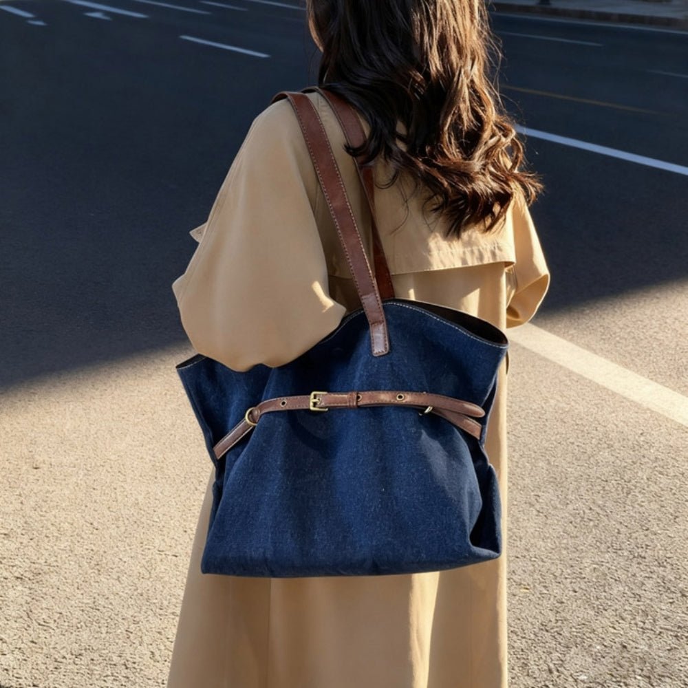 デニム地革ベルトトートショルダー|オフィスカジュアル レディース 通販【ミレジェネ】