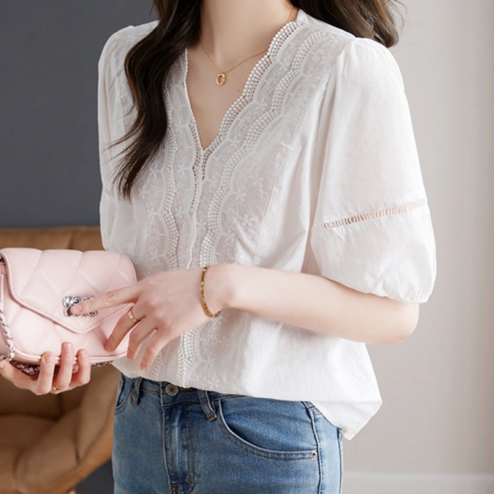 スカラップレースブラウス|オフィスカジュアル レディース 通販【ミレジェネ】