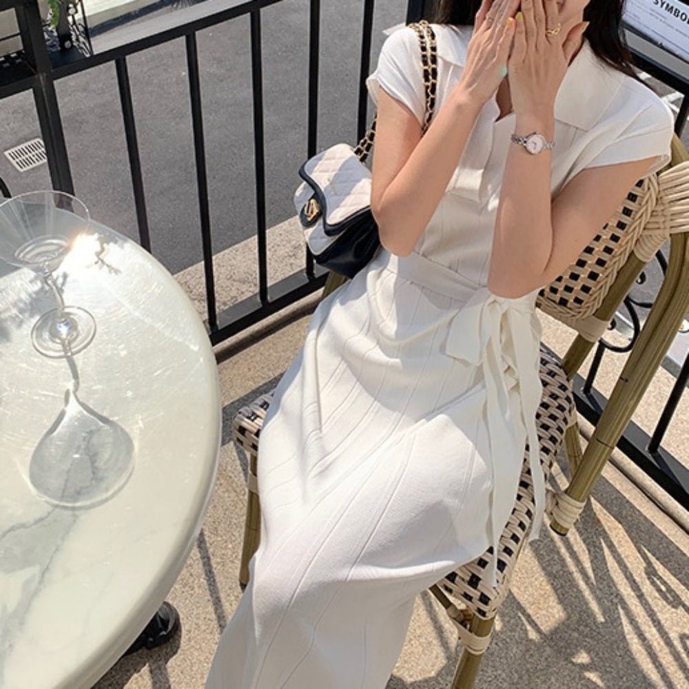 キーネックウエストリボンワンピース|オフィスカジュアル レディース 通販【ミレジェネ】