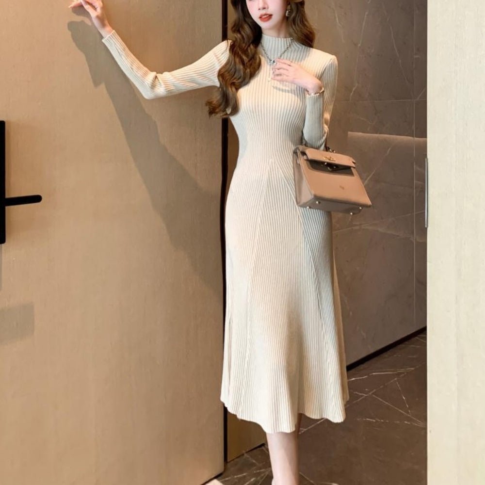 切り替えリブニットワンピース|オフィスカジュアル レディース 通販【ミレジェネ】