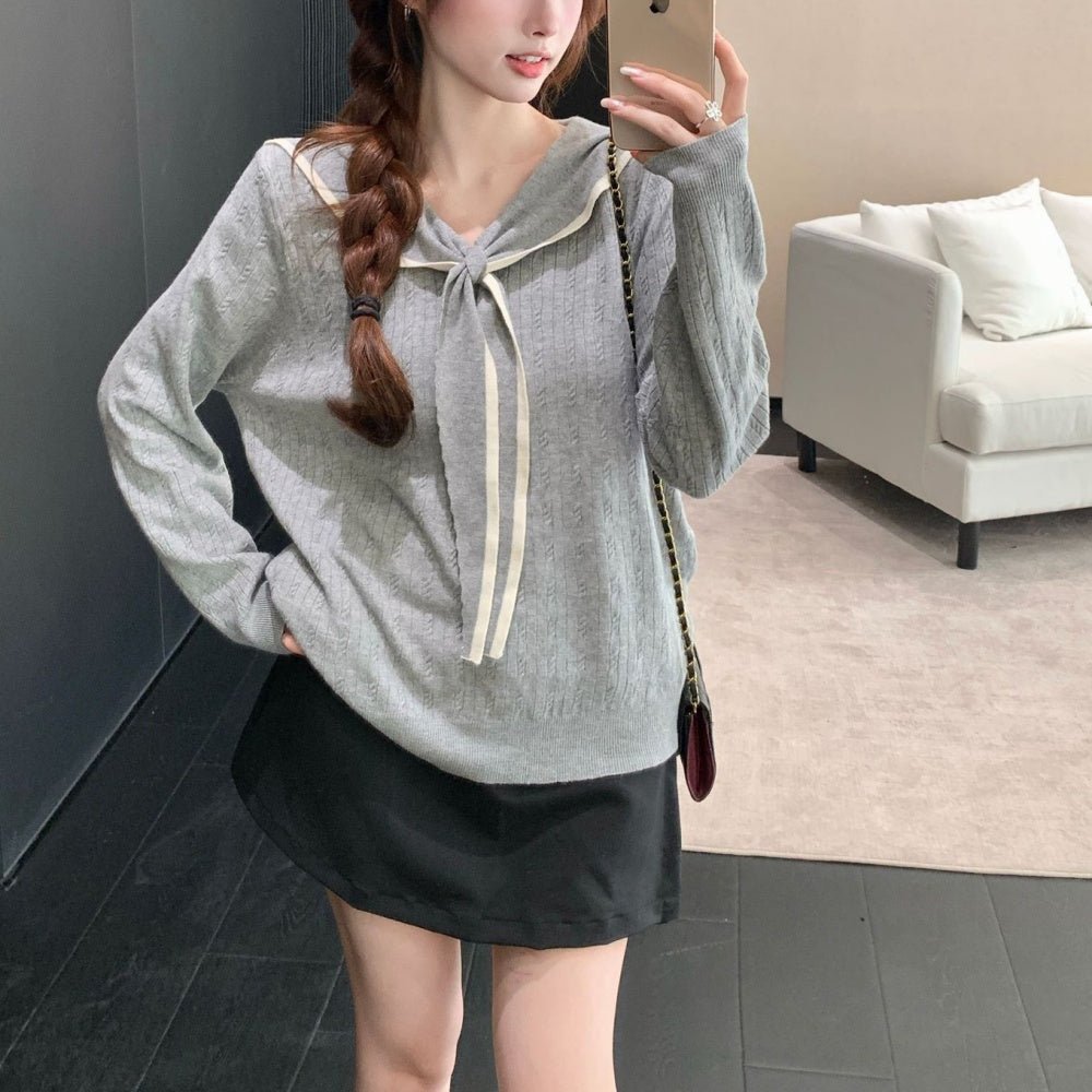 セーラーカラー配色ニット|オフィスカジュアル レディース 通販【ミレジェネ】