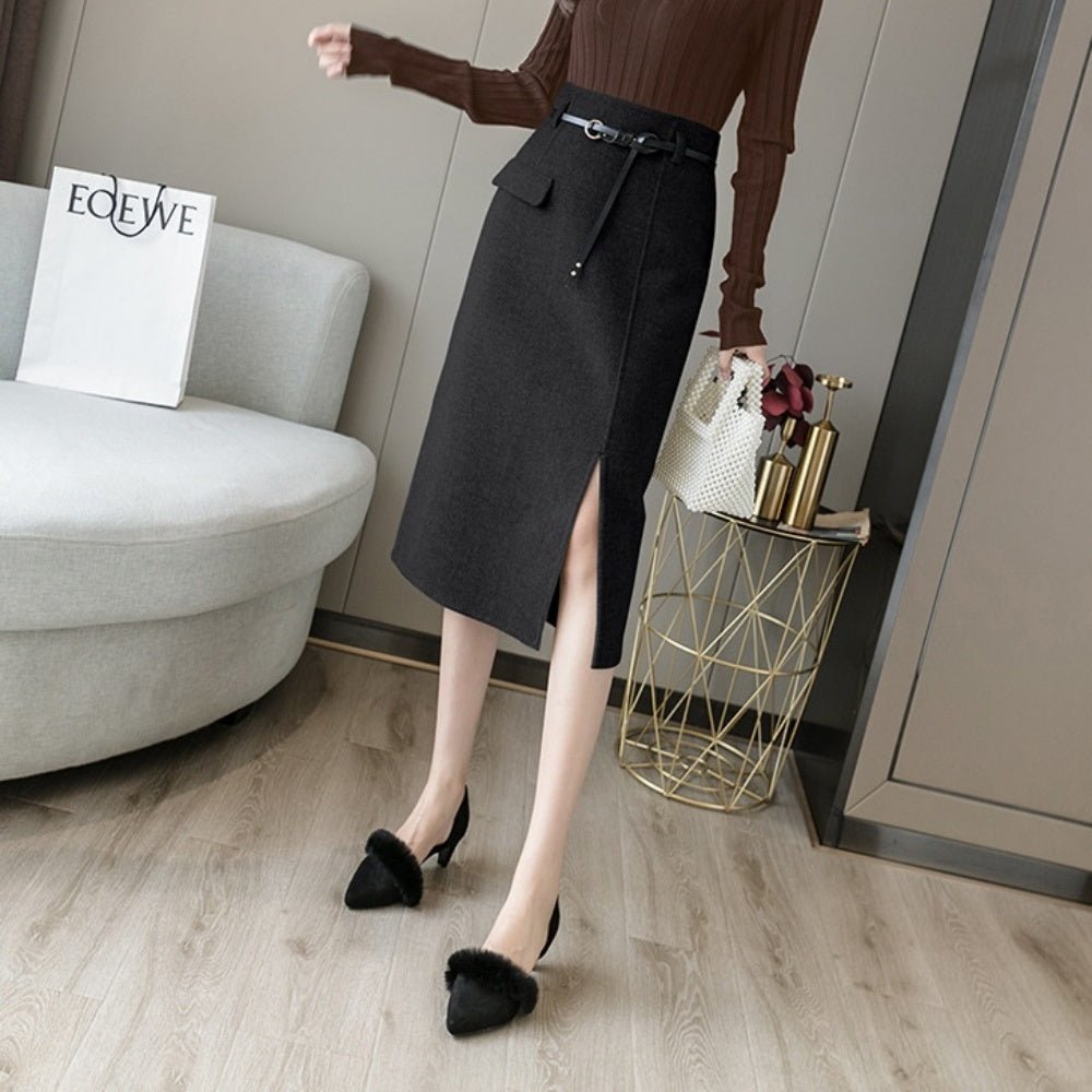 ハイウエストスリットひざ丈スカート|オフィスカジュアル レディース 通販【ミレジェネ】