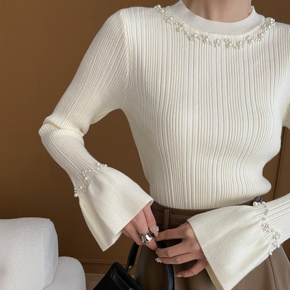 パール付スリムニット|オフィスカジュアル レディース 通販【ミレジェネ】