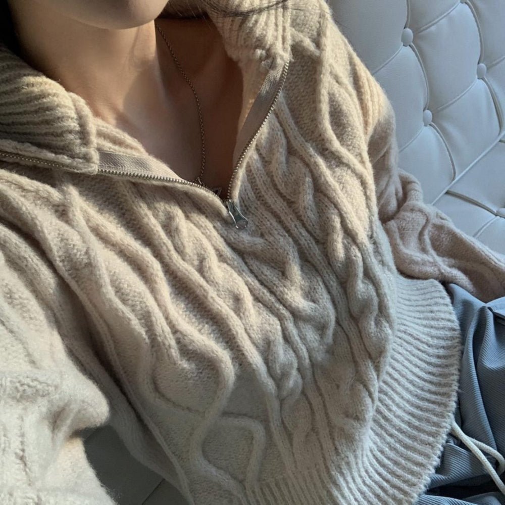 ハーフジップケーブルニット|オフィスカジュアル レディース 通販 Millennial Generation【ミレジェネ】