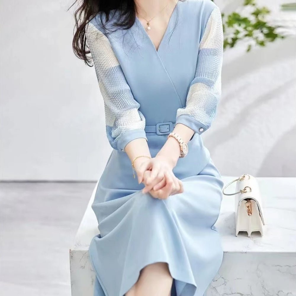 シフォンスリーブカシュクールワンピース|オフィスカジュアル レディース 通販【ミレジェネ】