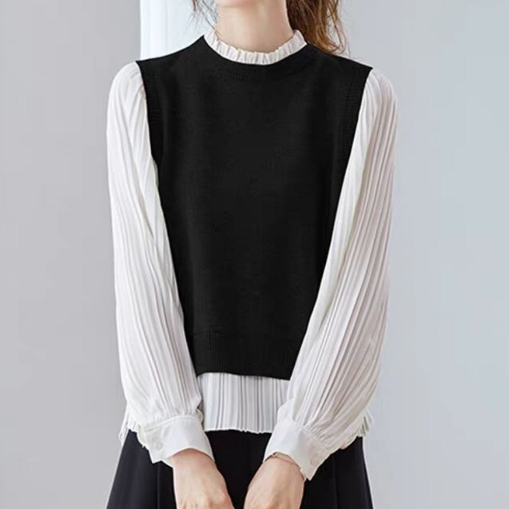 見せかけニットプリーツブラウス|オフィスカジュアル レディース 通販【ミレジェネ】