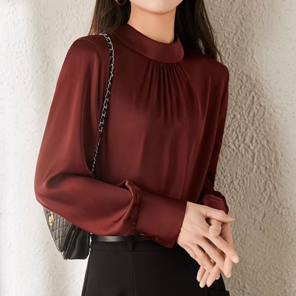 ハイネックサテンブラウス|オフィスカジュアル レディース 通販【ミレジェネ】