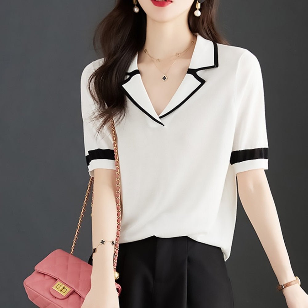 ポロニット配色トップス|オフィスカジュアル レディース 通販【ミレジェネ】