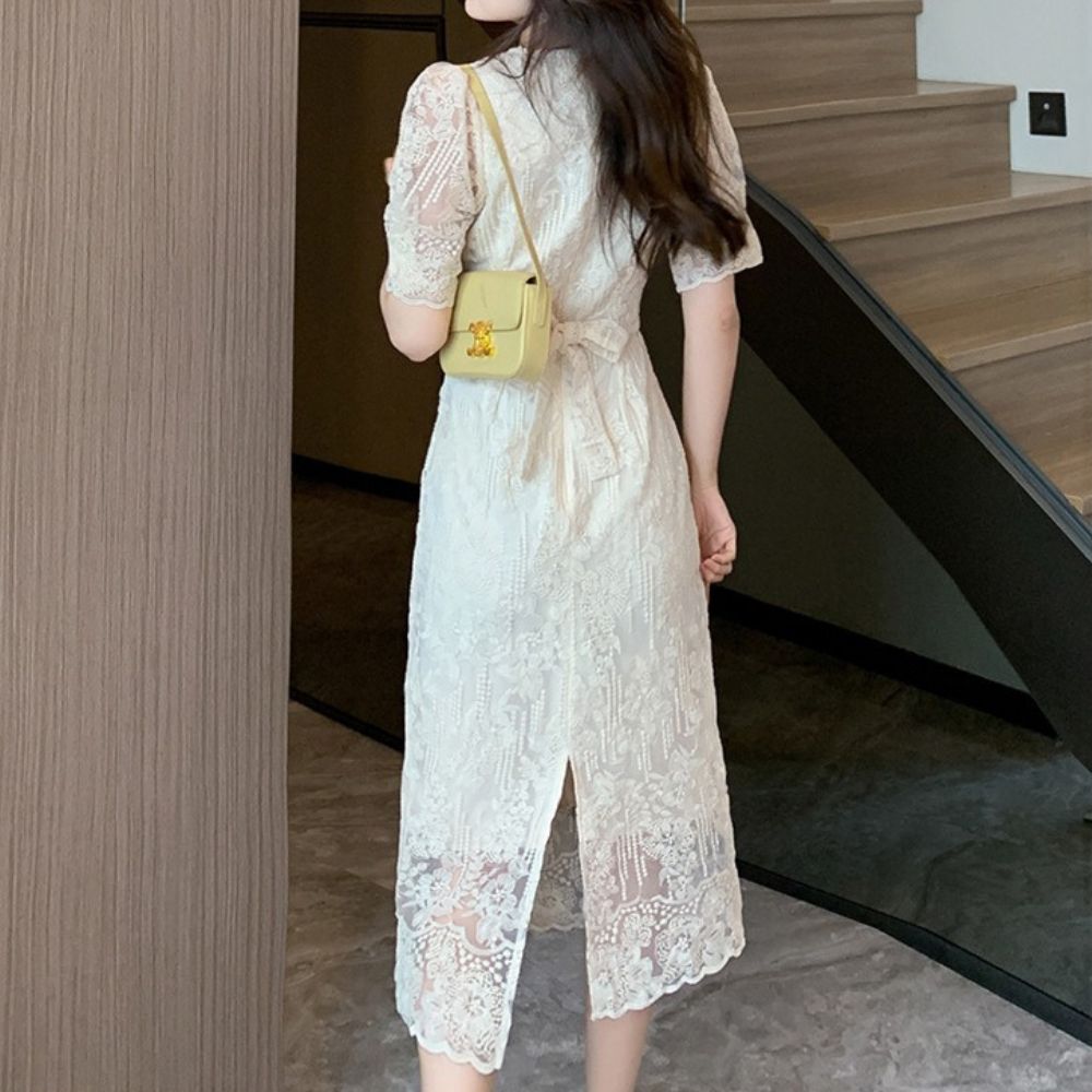 総レースロングワンピース|オフィスカジュアル レディース 通販【ミレジェネ】