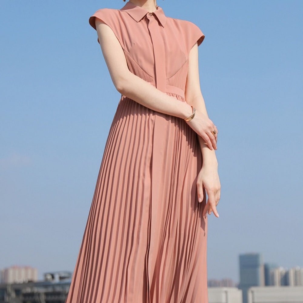 シャツ切り替えデザインプリーツワンピース|オフィスカジュアル レディース 通販【ミレジェネ】