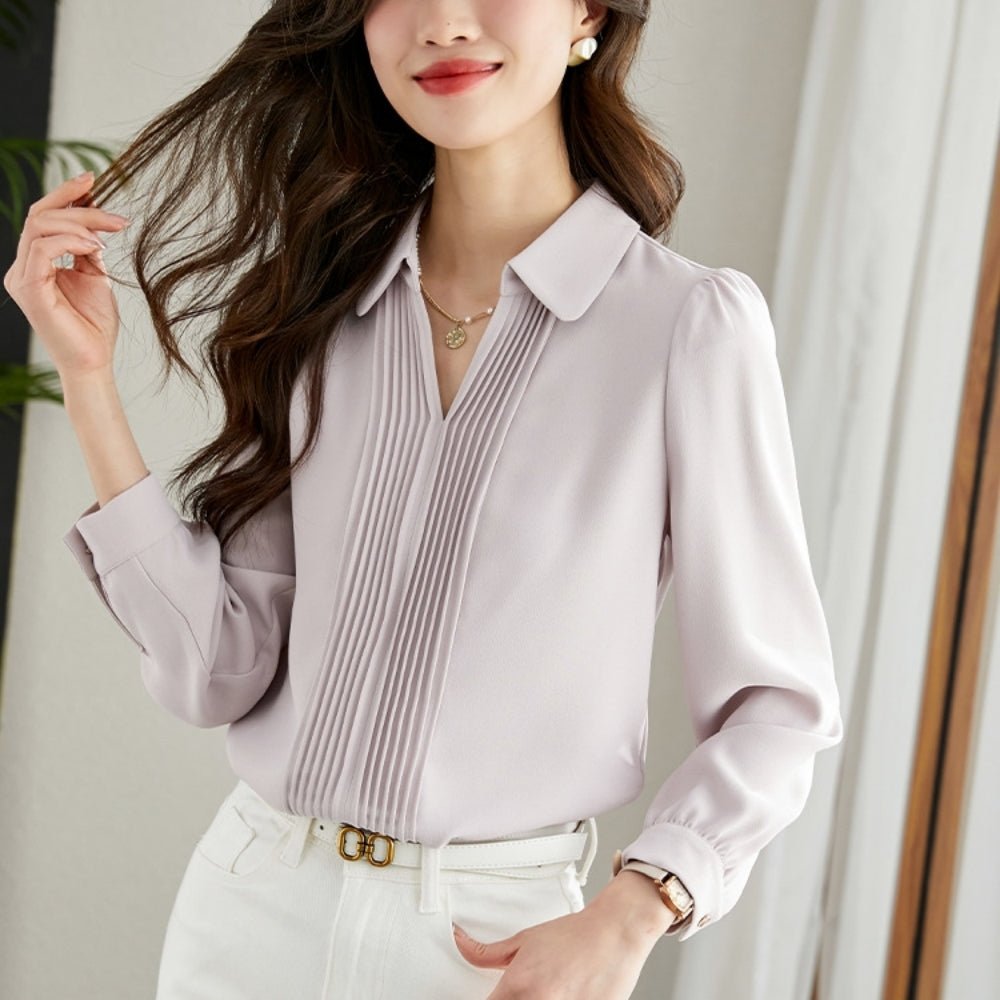 フロントプリーツスキッパーブラウス|オフィスカジュアル レディース 通販【ミレジェネ】