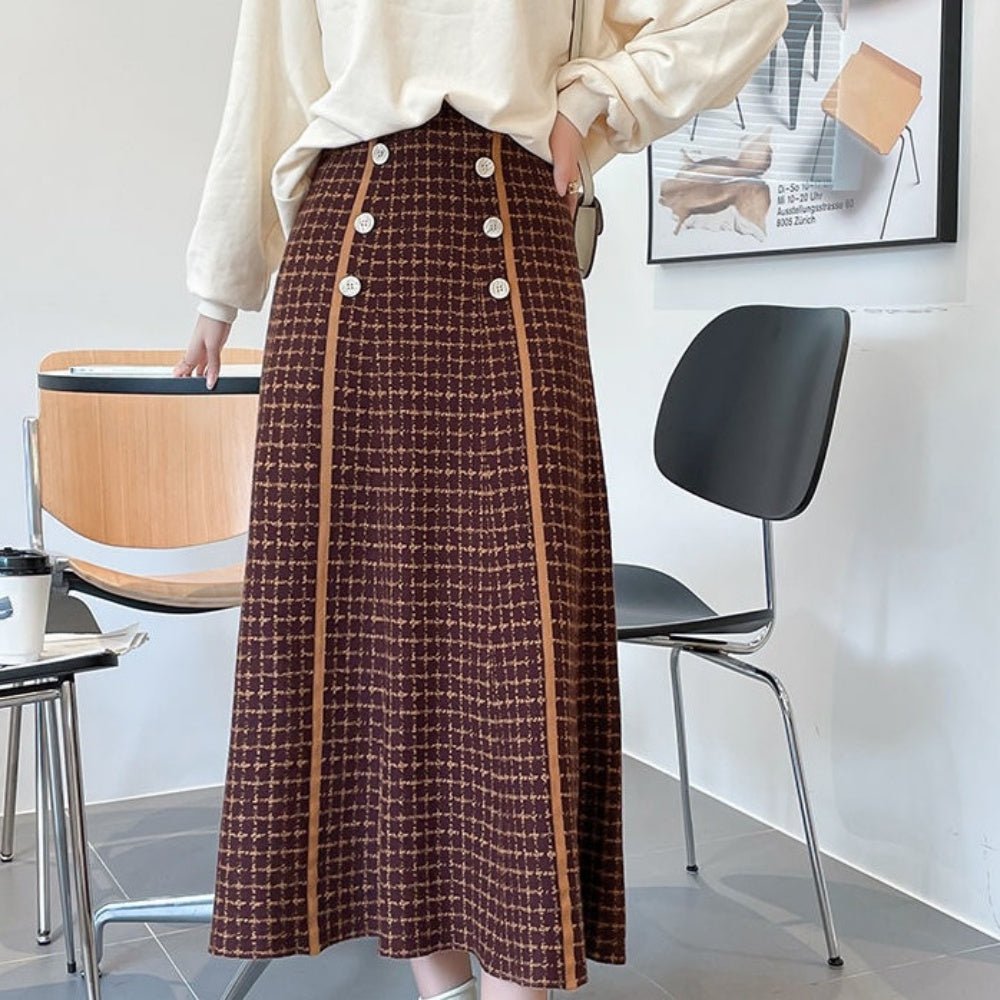 ライン入チェックスカート|オフィスカジュアル レディース 通販【ミレジェネ】